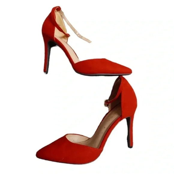 Dream Pairs Red Strappy Closed Pointed Toe  High Heels Size 8.5 - Picture 5 of 12